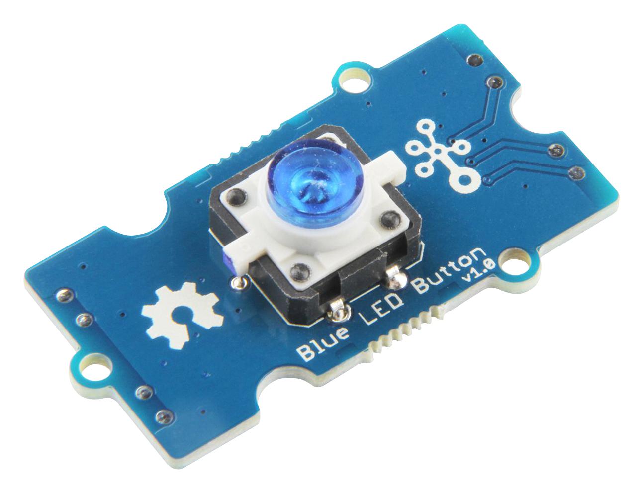 111020046 - Seeed Studio - Blue LED Button Board with Cable, 3.3V / 5V ...