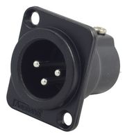 AMPHENOL AUDIO AC3MMDZB XLR Connector, 3 Contacts, Plug, Panel Mount, Silver Plated Contacts, Metal Body, AC