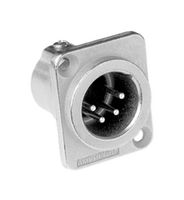 AMPHENOL AUDIO AC4MDZ XLR Connector, 4 Contacts, Plug, Panel Mount, Silver Plated Contacts, Metal Body, AC