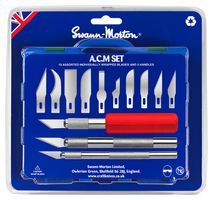 SWANN-MORTON 9101 Scalpel & Blade Set, ACM Craft Knives, 13 Precision Blades, 3 Handles
