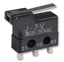 OMRON ELECTRONIC COMPONENTS J-7-V Microswitch, Subminiature, Short Lever, SPDT, Solder, 7 A, 250 VDC