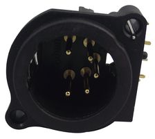 AMPHENOL AUDIO AC5MAH-AU-B XLR Connector, 5 Contacts, Plug, PCB Mount, Gold Plated Contacts, Plastic Body, AC