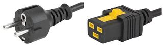 SCHURTER 6051.2043 Mains Power Cord, Mains Plug, Euro to IEC 60320 C19, 2 m, 16 A, 250 VAC, Black