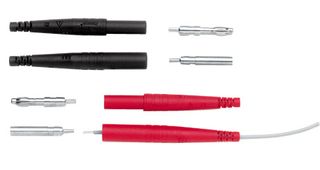 POMONA 6383-02 Banana Test Connector, Plug, Cable Mount, 15 A, 1.5 kV, Nickel Plated Contacts, Black, Red