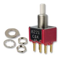 C&K COMPONENTS 8221SHCGE Pushbutton Switch, 8020 Series, 6.4 mm, DPDT, Momentary, Plunger, White