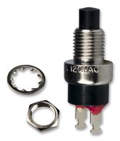 C&K COMPONENTS 8551MZQE2 Pushbutton Switch, 8500 Series, 6.35 mm, SPST-NO, Off-(On), Plunger, Black