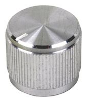 MULTICOMP MC21045 Knob, Round Shaft, 6.43 mm, Aluminium, Round Knurled with Indicator Line, 23.8 mm