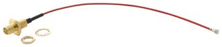 MULTICOMP PRO MC001497 RF Coaxial Cable Assembly, Red 1.37mm, IP67 RP SMA B/H Jack U.F.L. Plug, 200mm