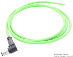 METZ CONNECT 142M2X90010 Sensor Cable, X-Code, Cat6a, 90° M12 Plug, Free End, 8 Positions, 1 m, 3.28 ft