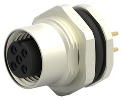 TE CONNECTIVITY T4141012041-000 Sensor Connector, M12, Female, 4 Positions, PCB Socket, Straight Panel Mount