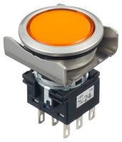 IDEC LBW6ML-A1T64A Industrial Pushbutton Switch, Flush Silhouette, LBW Series, 22 mm, DPDT, Maintained, Flush