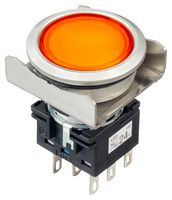 IDEC LBW6ML-M1RT64WA Industrial Pushbutton Switch, Flush Silhouette, LBW Series, 22 mm, DPDT, Momentary, Flush, White