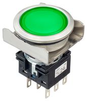 IDEC LBW6ML-M1RT64WG Industrial Pushbutton Switch, Flush Silhouette, LBW Series, 22 mm, DPDT, Momentary, Flush, White