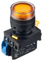 IDEC YW1L-MF2E10Q4A Industrial Pushbutton Switch, YW Series, 22.3 mm, SPST-NO, Momentary, Round Raised, Amber
