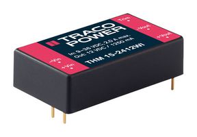 TRACO POWER THM 15-2415WI Isolated Through Hole DC/DC Converter, Medical, DIP, 4:1, 15 W, 1 Output, 24 V