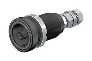STAUBLI 14.0034-21 Banana Test Connector, Jack, Panel Mount, 80 A, 600 V, Silver Plated Contacts, Black