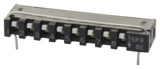C&K COMPONENTS SPA08AB DIP / SIP Switch, 8 Circuits, Slide, Through Hole, SPST, 20 V, 10 mA