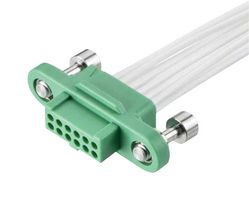 HARWIN G125-FC11605F1-0450L Cable Assembly, Black / Green, Gecko Screw Lock Receptacle to Free End, 16 Ways, 1.25 mm, 2 Row