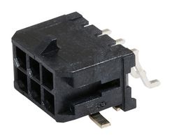 MOLEX 43045-0610 Pin Header, Wire-to-Board, 3 mm, 2 Rows, 6 Contacts, Surface Mount Right Angle