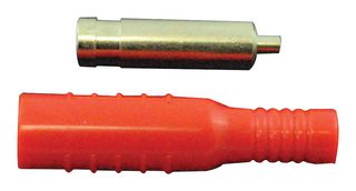 MUELLER ELECTRIC BU-P5167-2. Banana Test Connector, Jack, Cable Mount, 15 A, 5 kV, Nickel Plated Contacts, Red