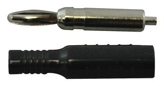 MUELLER ELECTRIC BU-P5169-0. Banana Test Connector, Plug, Cable Mount, 15 A, 5 kV, Nickel Plated Contacts, Black