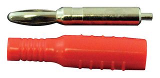 MUELLER ELECTRIC BU-P5169-2. Banana Test Connector, Plug, Cable Mount, 15 A, 5 kV, Nickel Plated Contacts, Red