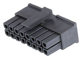 MOLEX 43025-1608 Connector Housing, Black, Micro-Fit 3.0 43025 Series, Receptacle, 16 Ways, 3 mm