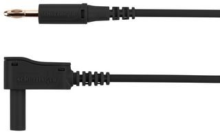 SCHUTZINGER AL 7622 NI / 2.5 / 200 / SW Banana Test Lead, 4mm Banana Plug, 4mm Right Angle Banana Plug, Shrouded, 6.6 ft, 2 m, Black