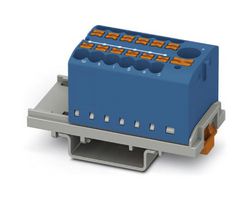 PHOENIX CONTACT 3273090 Panel Mount Barrier Terminal Block, Blue, 24 A, 690 V, 13 Pole, Push In, 12 AWG