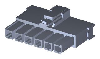 MOLEX / BRAD 200456-1216 Connector Housing, Black, Mega-Fit 200456 Series, Receptacle, 6 Ways, 5.7 mm