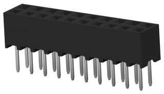TE CONNECTIVITY 2MM-R-D10-VT-02-F-TB PCB Receptacle, Board-to-Board, 2 mm, 2 Rows, 20 Contacts, Through Hole Mount, AMPMODU 2mm