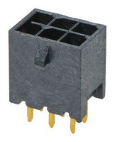 MOLEX 206832-0602 Pin Header, Wire-to-Board, 3 mm, 2 Rows, 6 Contacts, Through Hole Straight