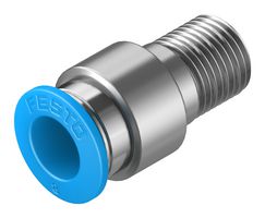 FESTO QS-1/8-8-I Pneumatic Fitting, Push-In Fitting, R1/8, 14 bar, 8 mm, Brass, QS