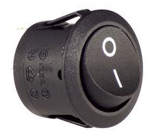 MULTICOMP PRO MP005718 Rocker Switch, Round, Latching, SPST, Non Illuminated, Panel Mount, Black
