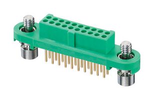 HARWIN G125-FV12005F1P PCB Receptacle, Black / Green, Wire-to-Board, 1.25 mm, 2 Rows, 20 Contacts, Through Hole Straight