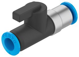 FESTO 153484 Ball Valve, Manual, 2/2 Way, Bistable, QS-6, 533 l/min, -1 bar to 10 bar, QHQS Series