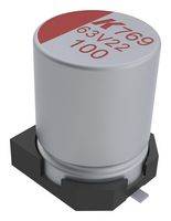 KEMET A769MS107M1JLAS018 Polymer Aluminium Electrolytic Capacitor, 100 µF, 63 V, Radial Can - SMD, 0.018 ohm