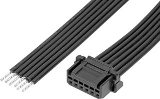 MOLEX 219653-1063 Cable Assembly, Micro-One Receptacle to Free End, 6 Ways, 2 mm, 1 Row, 300 mm, 11.8 "