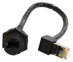 MULTICOMP PRO MP009792 Ethernet Cable, Cat6, C3 Panel RJ45 Jack to 90° RJ45 Plug, Black, 200 mm, 7.9 "