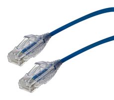 VIDEK 2994-0.2B Ethernet Cable, Slim, Cat6, RJ45 Plug to RJ45 Plug, UTP (Unshielded Twisted Pair), Blue, 200 mm