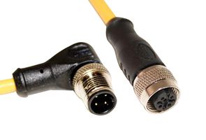 MUELLER ELECTRIC C4BC05M010 Sensor Cable, 22 AWG, 90° M12 Plug, M12 Receptacle, 4 Positions, 10 m, 32.8 ft