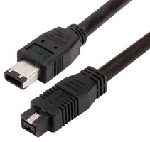 L-COM CSM94B1-1M Computer Cable, IEEE 1394b FireWire Plug, 9 Way, IEEE 1394 FireWire Plug, 6 Way, 3.3 ft, 1 m