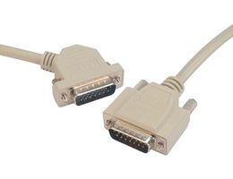 L-COM CSMN4515-2MM-2.5 Computer Cable, D Subminiature Plug, 15 Way, D Subminiature Plug, 15 Way, 45°, 2.5 ft, 762 mm