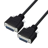 L-COM CSMNB15MM-5 Computer Cable, D Subminiature Plug, 15 Way, D Subminiature Plug, 15 Way, 5 ft, 1.52 m, Black