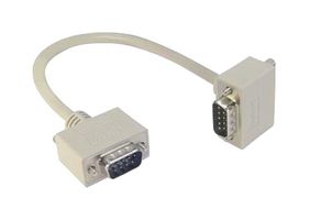 L-COM CSMNRA9-4MM-15 Computer Cable, D Subminiature Plug, 9 Way, D Subminiature Plug, 9 Way, 90°, 15 ft, 4.6 m