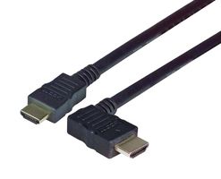 L-COM HDRA2-4 Audio / Video Cable Assembly, HDMI Plug, 90°, HDMI Plug, 13.1 ft, 4 m, Black, HDRA2 Series