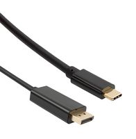 L-COM VPA00001-1M Audio / Video Cable Assembly, USB 3.1 Type C Plug, DisplayPort Plug, 3.3 ft, 1 m, Black
