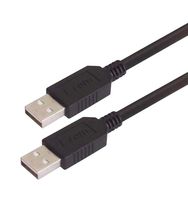L-COM CAUAAHFX-075M USB Cable, Type A Plug to Type A Plug, 750 mm, 29.5 ft, USB 2.0, Black