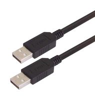 L-COM CAUAAHFX-3M USB Cable, Type A Plug to Type A Plug, 3 m, 9.8 ft, USB 2.0, Black