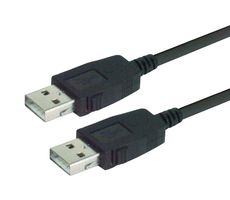 L-COM CAUALAL-075M USB Cable, Type A Plug to Type A Plug, 750 mm, 29.5 ft, USB 2.0, Black